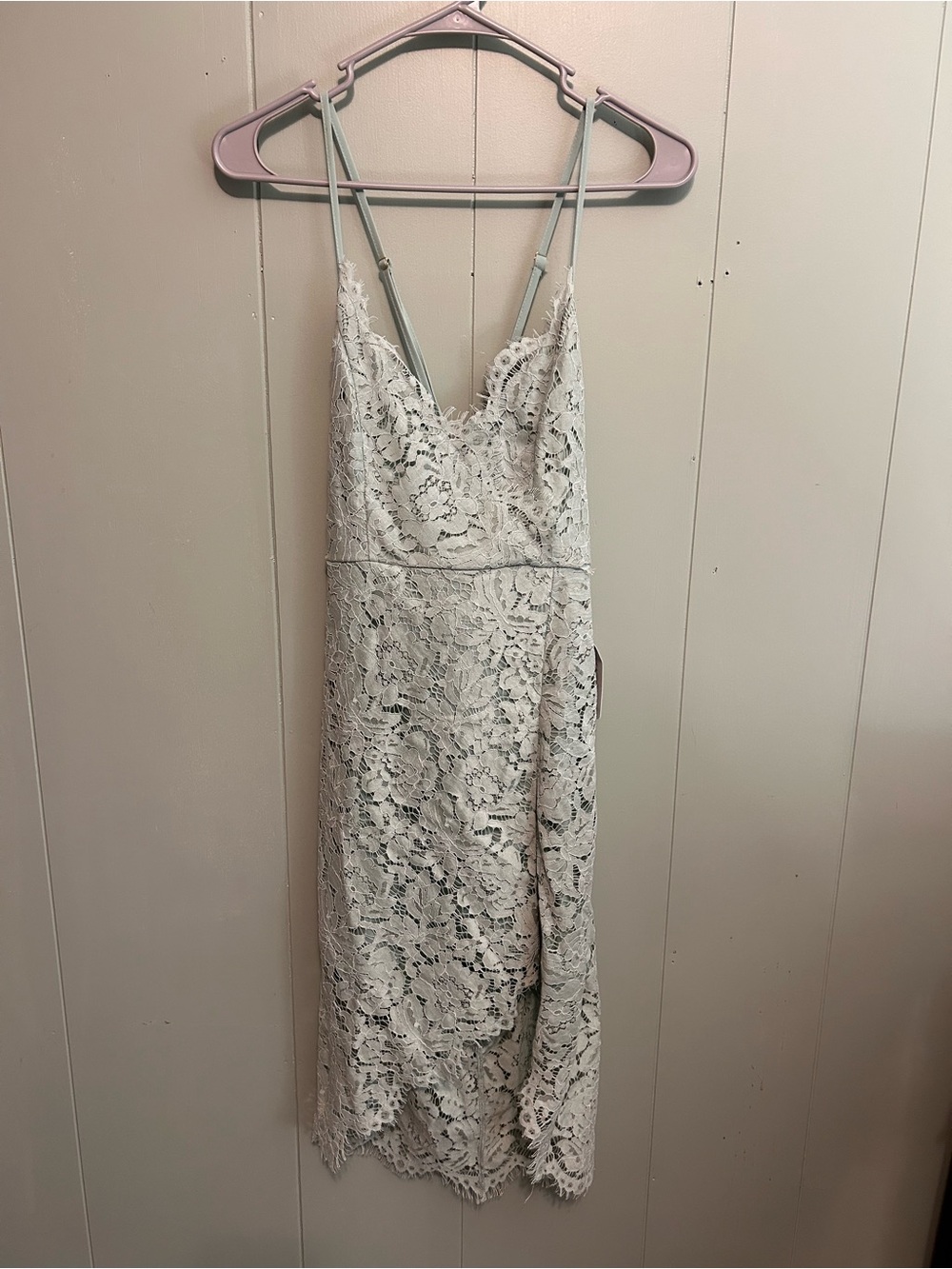 Lulu's Mint Green Lace V-Neck Spaghetti-Strap Midi Dress